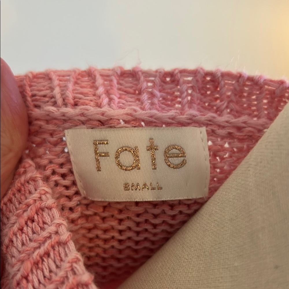 Fate Pink Crew Neck Top with Lacy Knit - Picture 2 of 5